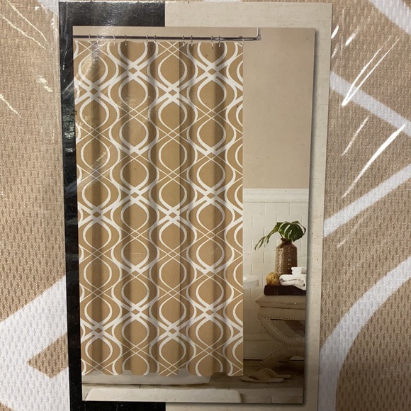 Whirlwind Colordrift Taupe/White Shower Curtain NIB - Picture 3 of 3